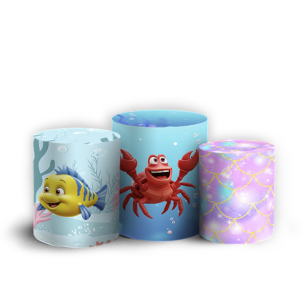 Trio Cilindro Sublimado 3D - Princesa Ariel Pequena Sereia