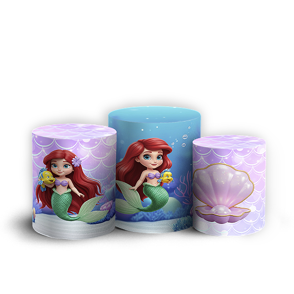 Trio Cilindro Sublimado 3D - Princesa Ariel Pequena Sereia