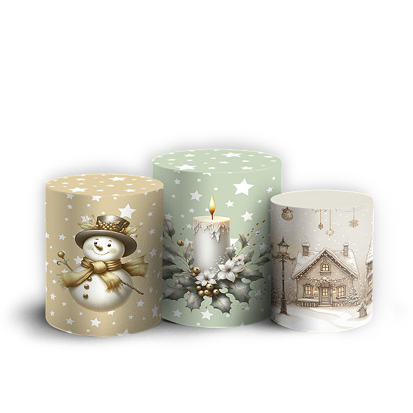 Trio Cilindro Sublimado 3D - Natal