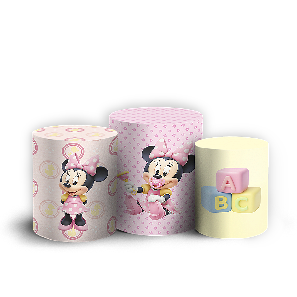 Trio Cilindro Sublimado 3D - Minnie