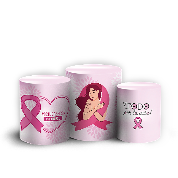 Trio Cilindro Sublimado 3D - Octubre Rosa ES