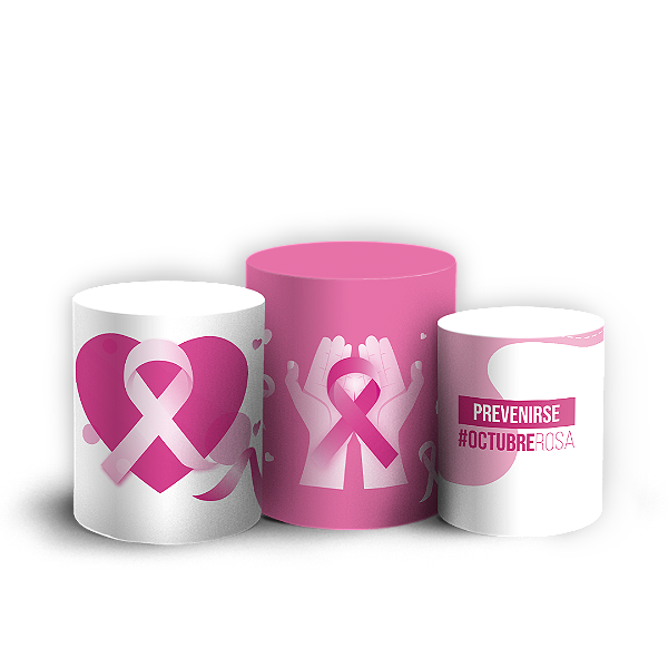 Trio Cilindro Sublimado 3D - Octubre Rosa ES