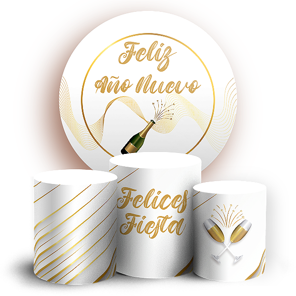 KIT Redondo e Trio Sublimado 3D - Año Nuevo ES