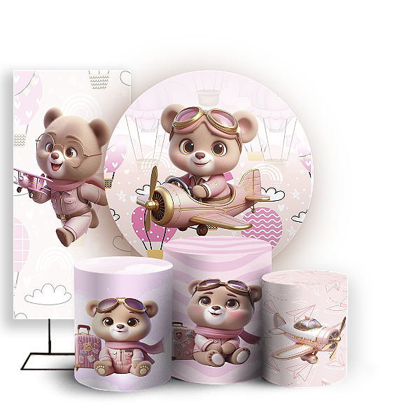 KIT Redondo Trio e Faixa Sublimado 3D - Ursinha