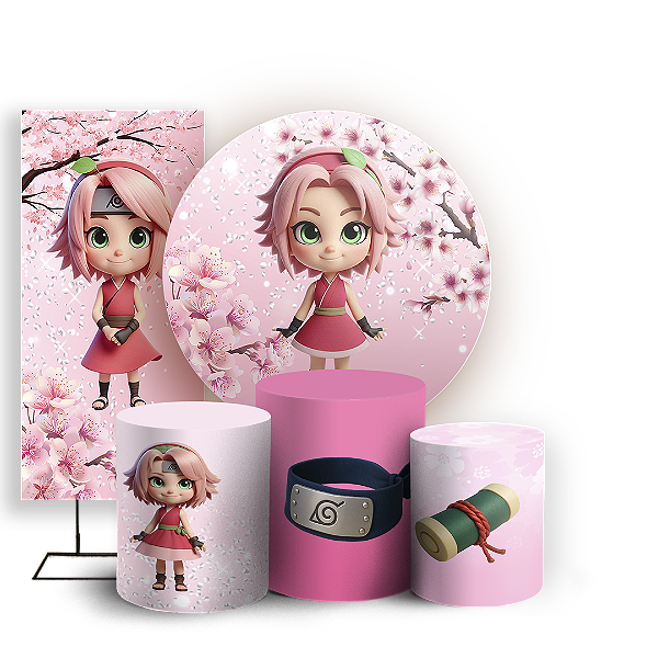 KIT Redondo Trio e Faixa Sublimado 3D - Sakura