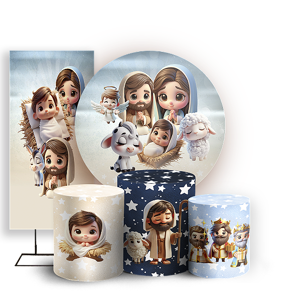 KIT Redondo Trio e Faixa Sublimado 3D - Natal