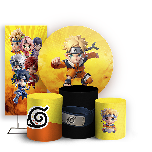 KIT Redondo Trio e Faixa Sublimado 3D - Naruto