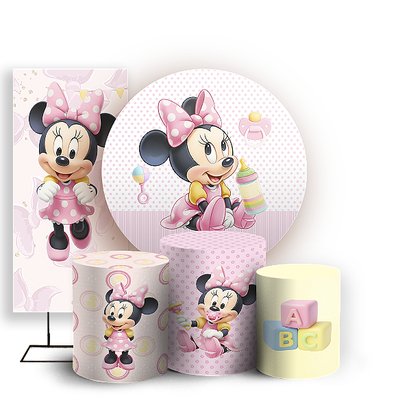 KIT Redondo Trio e Faixa Sublimado 3D - Minnie