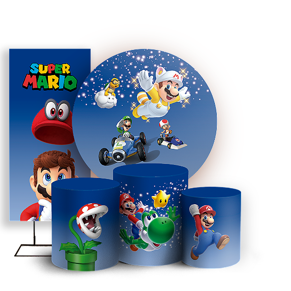KIT Redondo Trio e Faixa Sublimado 3D - Super Mario