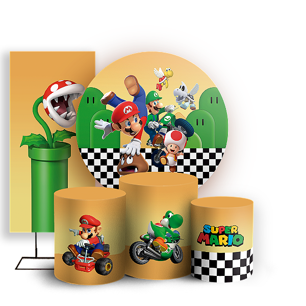 KIT Redondo Trio e Faixa Sublimado 3D - Super Mario