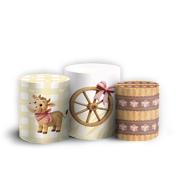 Trio Cilindro Sublimado 3D - Fazendinha