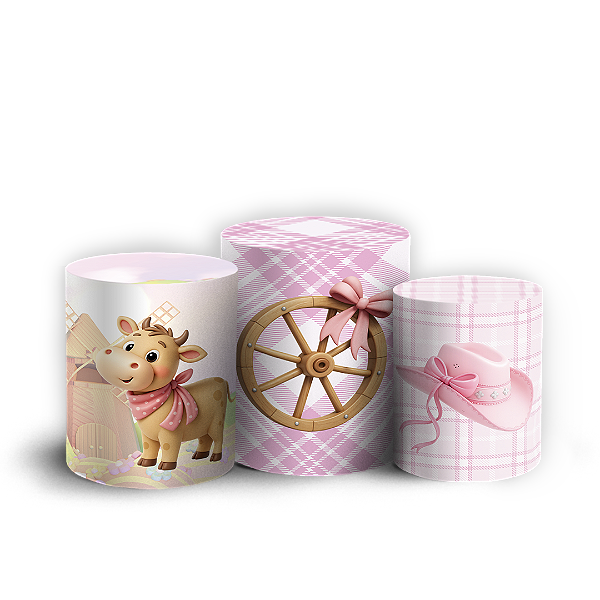 Trio Cilindro Sublimado 3D - Fazendinha