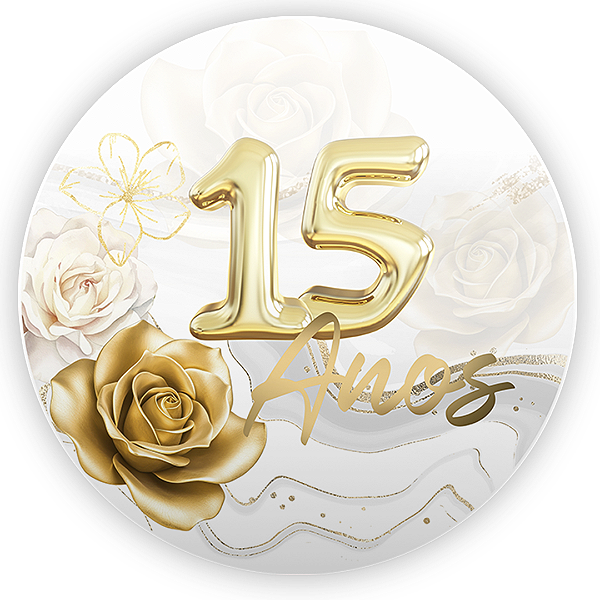 Painel Redondo Sublimado 3D - 15 Anos