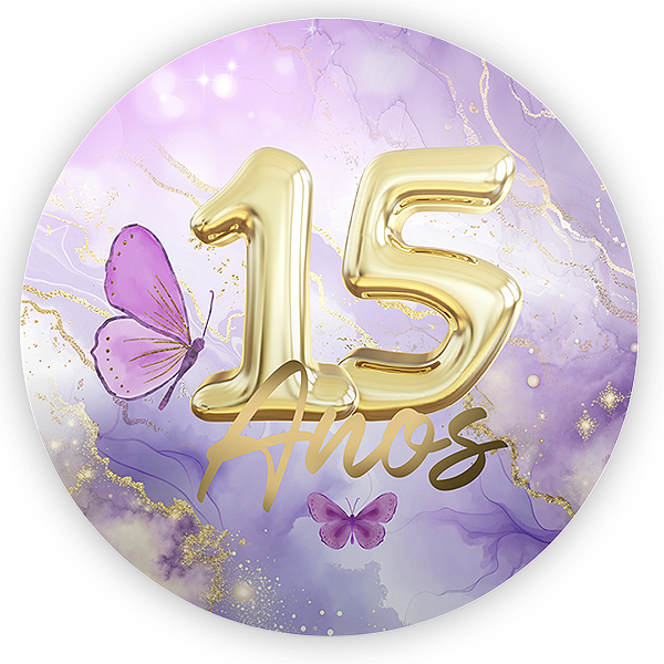 Painel Redondo Sublimado 3D - 15 Anos