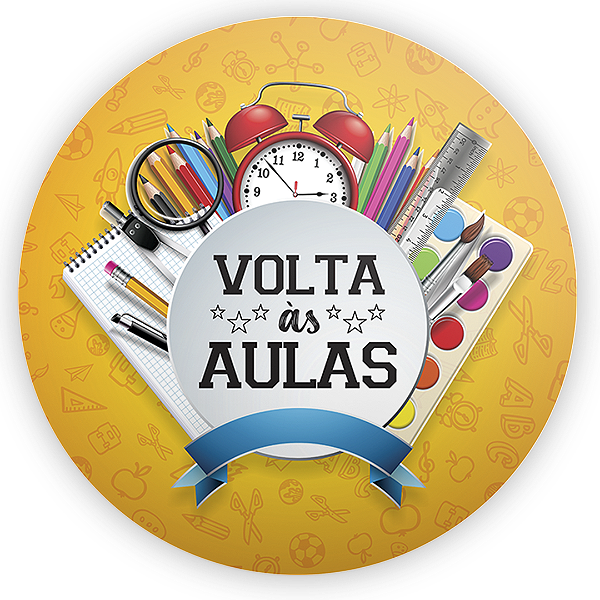 Painel Redondo Sublimado 3D - Volta as Aulas