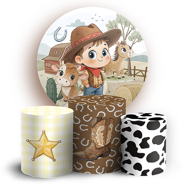 KIT Redondo e Trio Sublimado 3D - Fazendinha