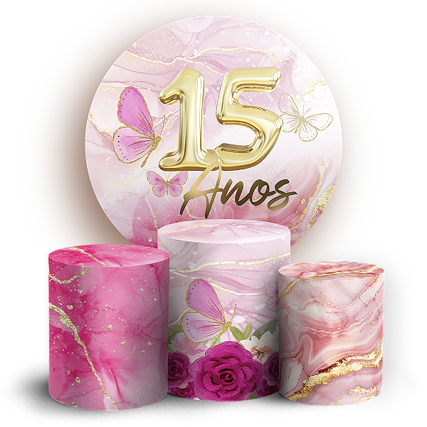 KIT Redondo e Trio Sublimado 3D - 15 Anos