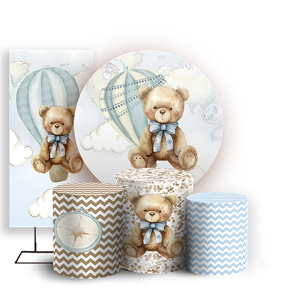 KIT Redondo Trio e Faixa Sublimado 3D - Urso