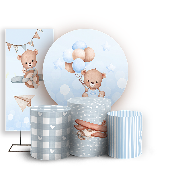 KIT Redondo Trio e Faixa Sublimado 3D - Urso