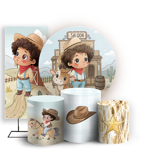 KIT Redondo Trio e Faixa Sublimado 3D - Fazendinha