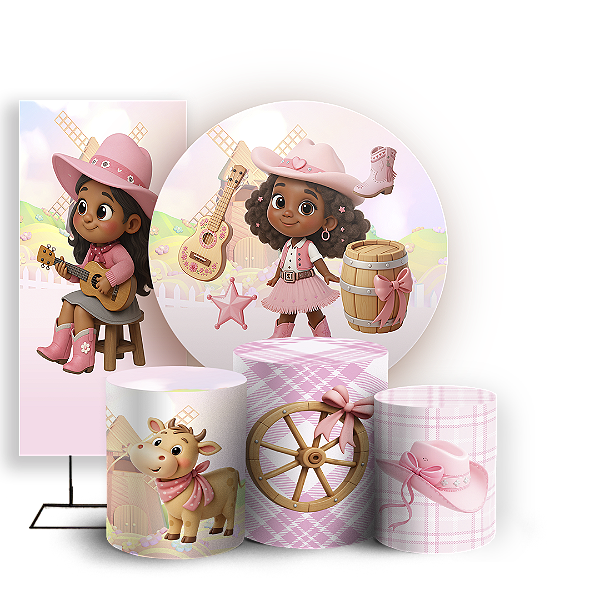 KIT Redondo Trio e Faixa Sublimado 3D - Fazendinha