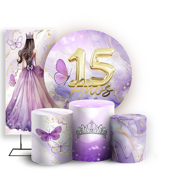 KIT Redondo Trio e Faixa Sublimado 3D - 15 Anos