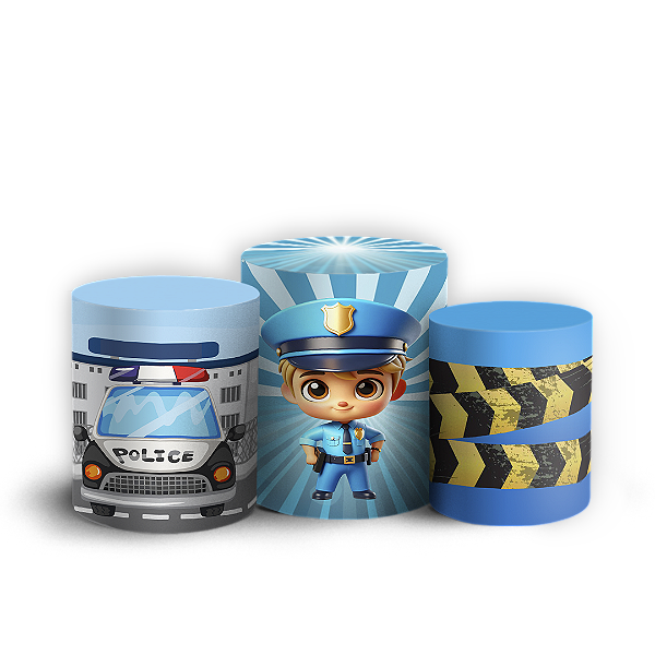 Trio Cilindro Sublimado 3D - Polícia