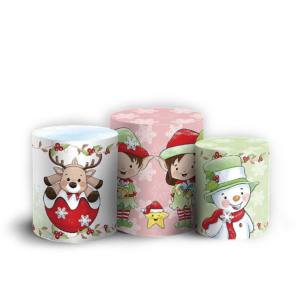 Trio Cilindro Sublimado 3D - Natal