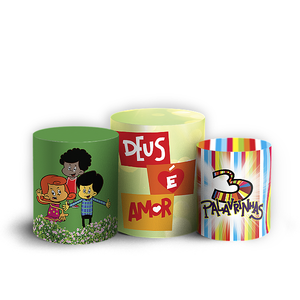 Trio Cilindro Sublimado 3D - 3 Palavrinhas