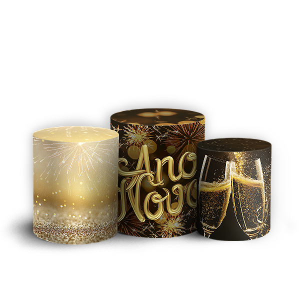 Trio Cilindro Sublimado 3D - Ano Novo 2026