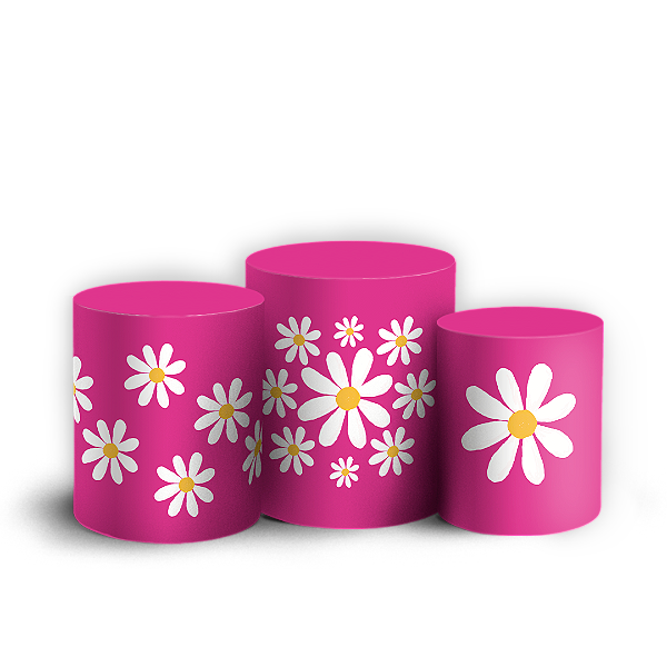Trio Cilindro Sublimado 3D - Flor Margarida