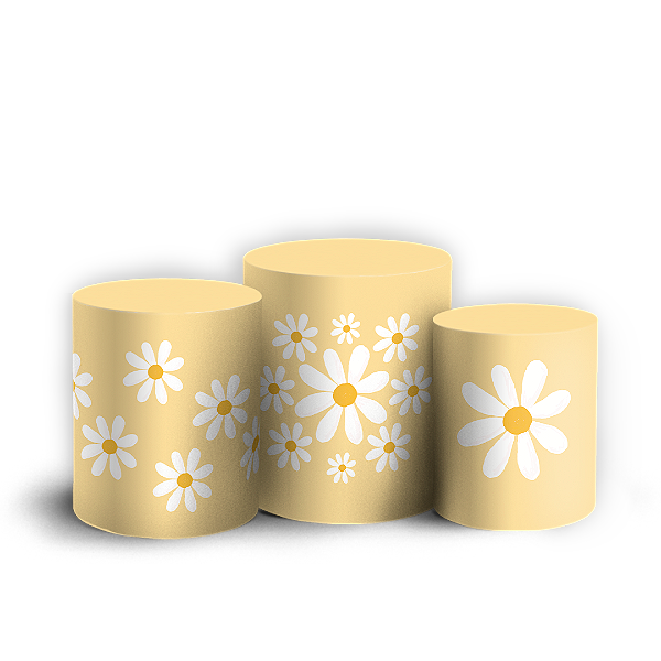 Trio Cilindro Sublimado 3D - Flor Margarida