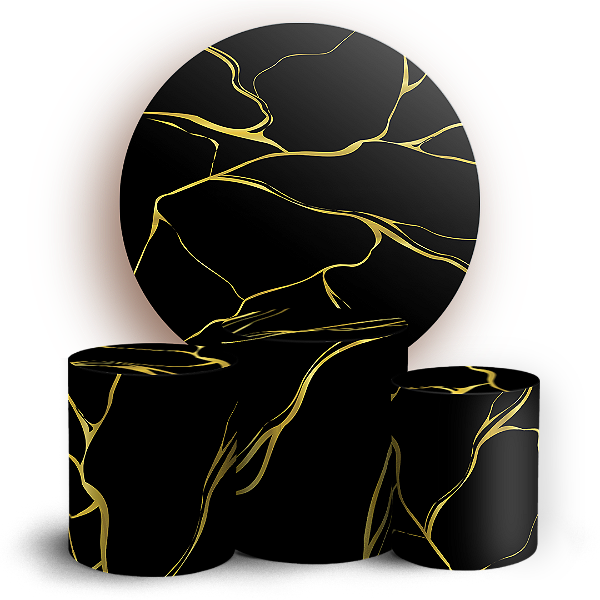 KIT Redondo e Trio Sublimado 3D - Marmore Dourado