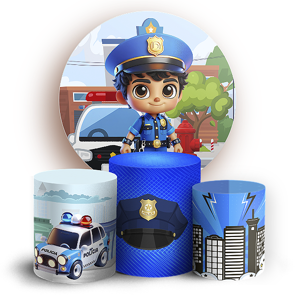 KIT Redondo e Trio Sublimado 3D - Polícia