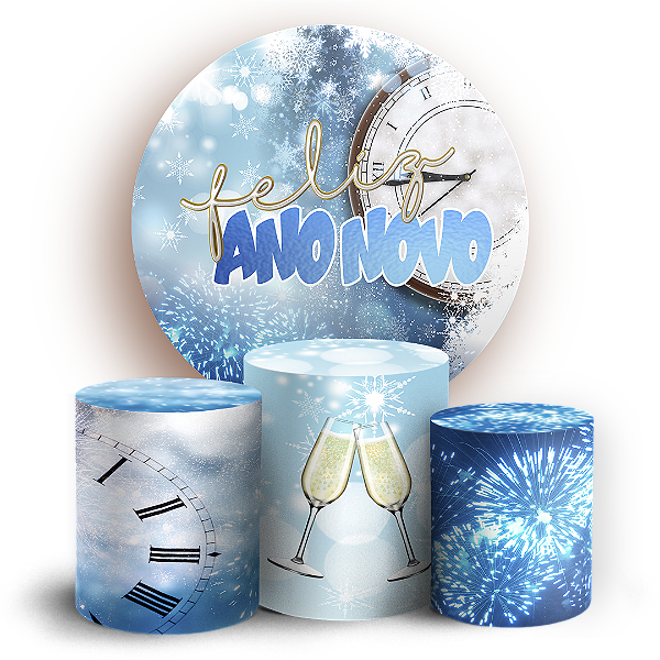 KIT Redondo e Trio Sublimado 3D - Ano Novo