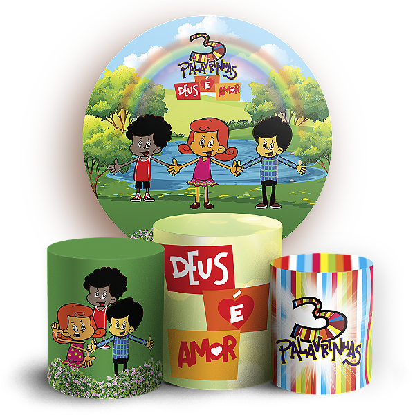 KIT Redondo e Trio Sublimado 3D - 3 Palavrinhas