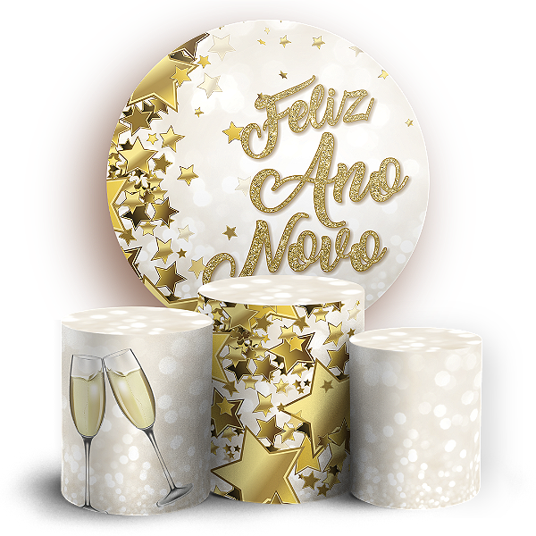 KIT Redondo e Trio Sublimado 3D - Ano Novo