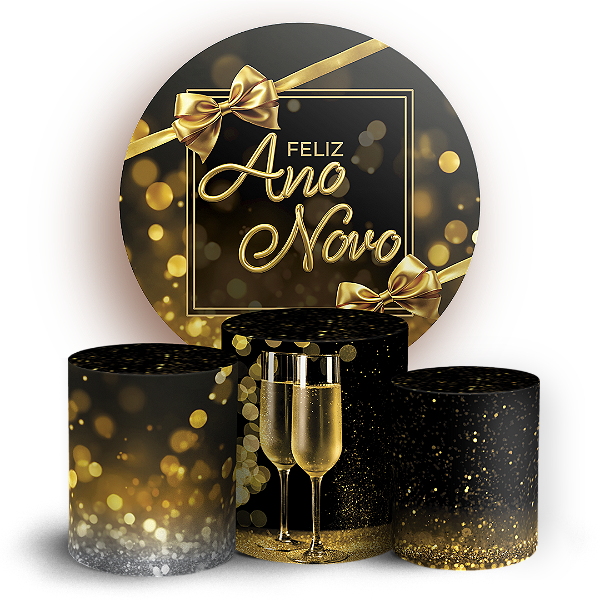 KIT Redondo e Trio Sublimado 3D - Ano Novo