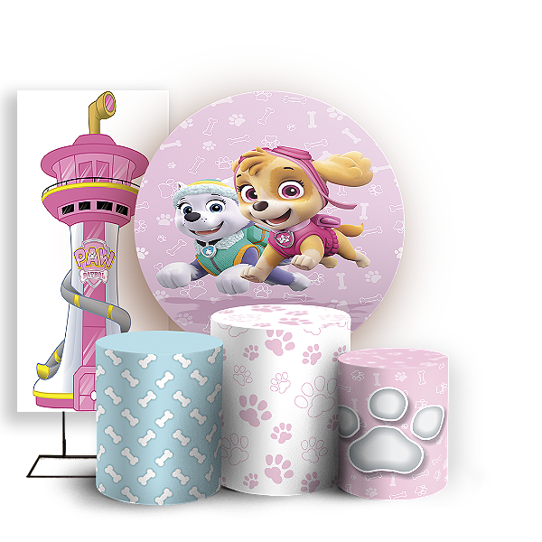 KIT Redondo Trio e Faixa Sublimado 3D - Patrulha Canina