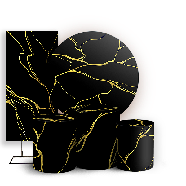 KIT Redondo Trio e Faixa Sublimado 3D - Marmore Dourado