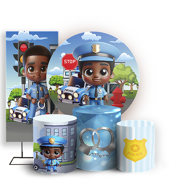 KIT Redondo Trio e Faixa Sublimado 3D - Polícia