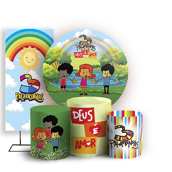 KIT Redondo Trio e Faixa Sublimado 3D - 3 Palavrinhas