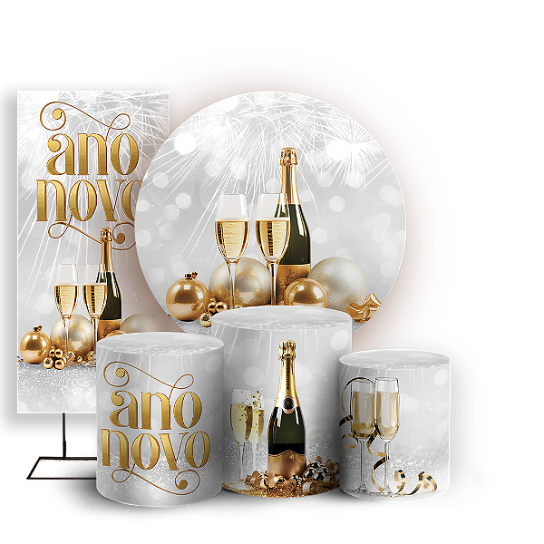 KIT Redondo Trio e Faixa Sublimado 3D - Ano Novo