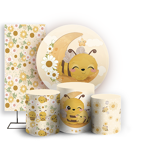KIT Redondo Trio e Faixa Sublimado 3D - Abelha