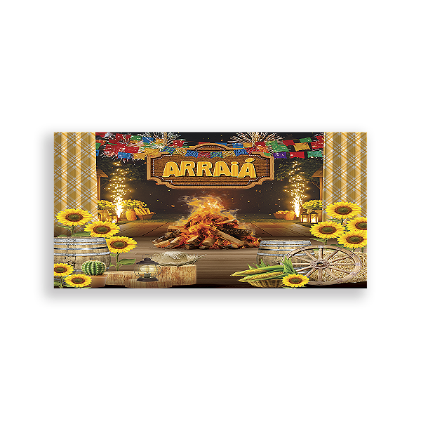 Painel Retangular Sublimado 3D - Festa Junina Arraia  Vivi