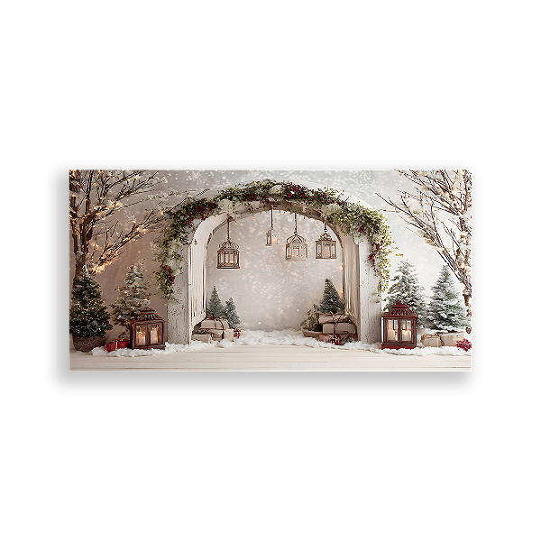 Painel Retangular Sublimado 3D - Fundo Fotografico Natal