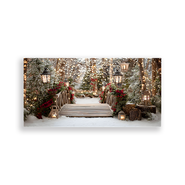 Painel Retangular Sublimado 3D - Fundo Fotografico Natal