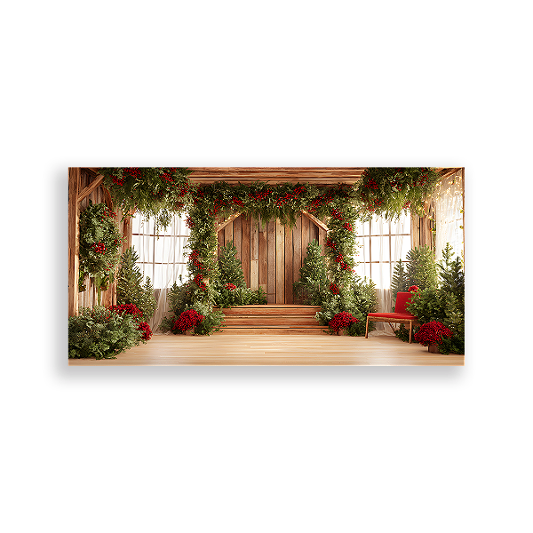 Painel Retangular Sublimado 3D - Fundo Fotografico Natal