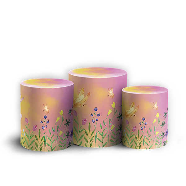 Trio Cilindro Sublimado 3D - Floral