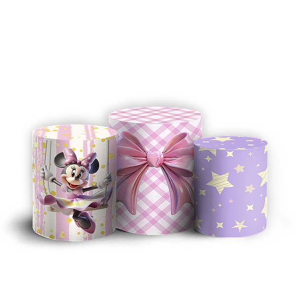 Trio Cilindro Sublimado 3D - Mickey-E-Minnie-Circo